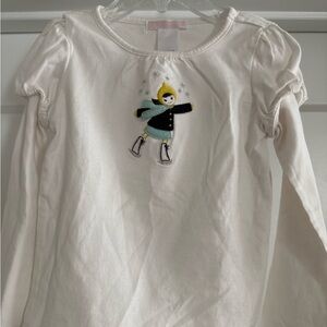 Janie and Jack Charming White Long Sleeve Kids Shirt with Skater Motif